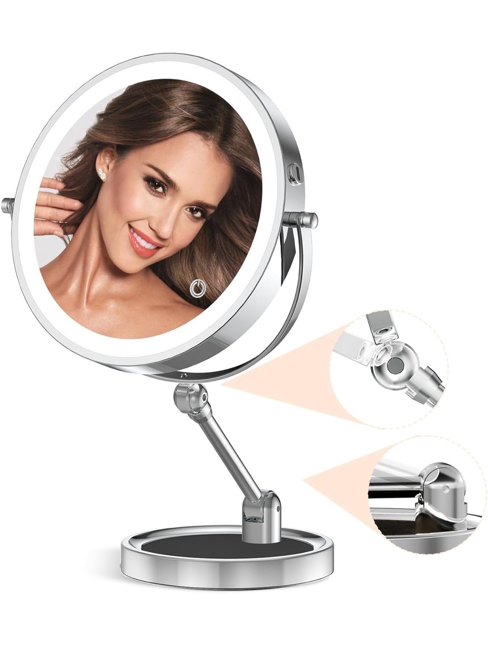9” LED Lighted Vanity Mirror in Silver